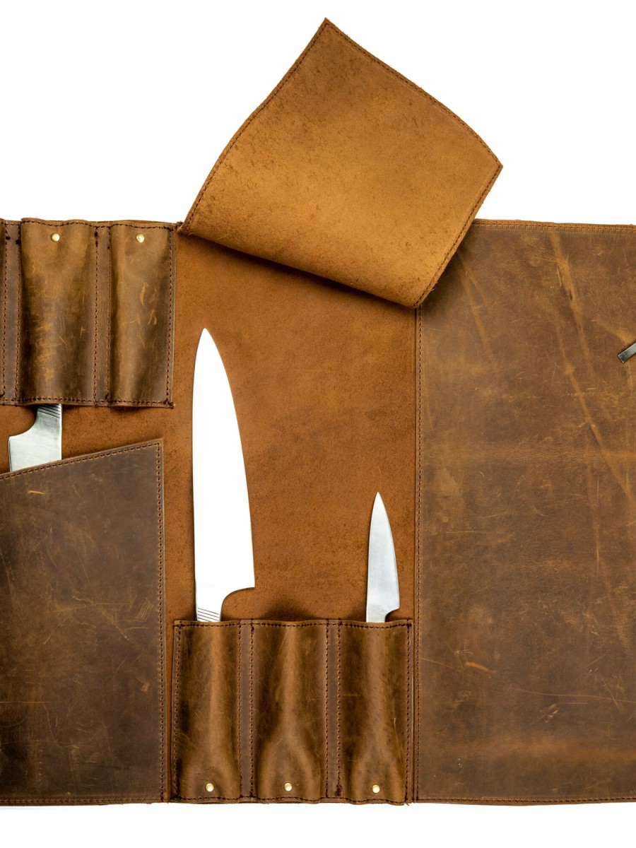 ROLL-LR561 - КОЖАНАЯ СУМКА СКРУТКА ДЛЯ НОЖЕЙ